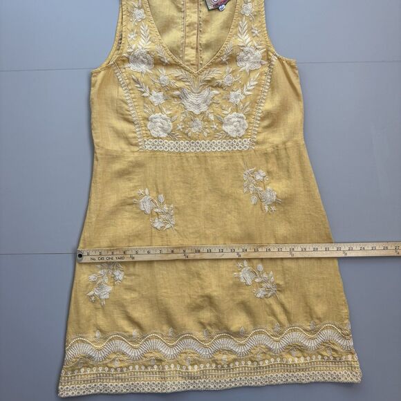JOHNNY WAS BRIAR Dress Small Embroidered Buttoned Back Sleeveless Linen Washable - Picture 8 of 11